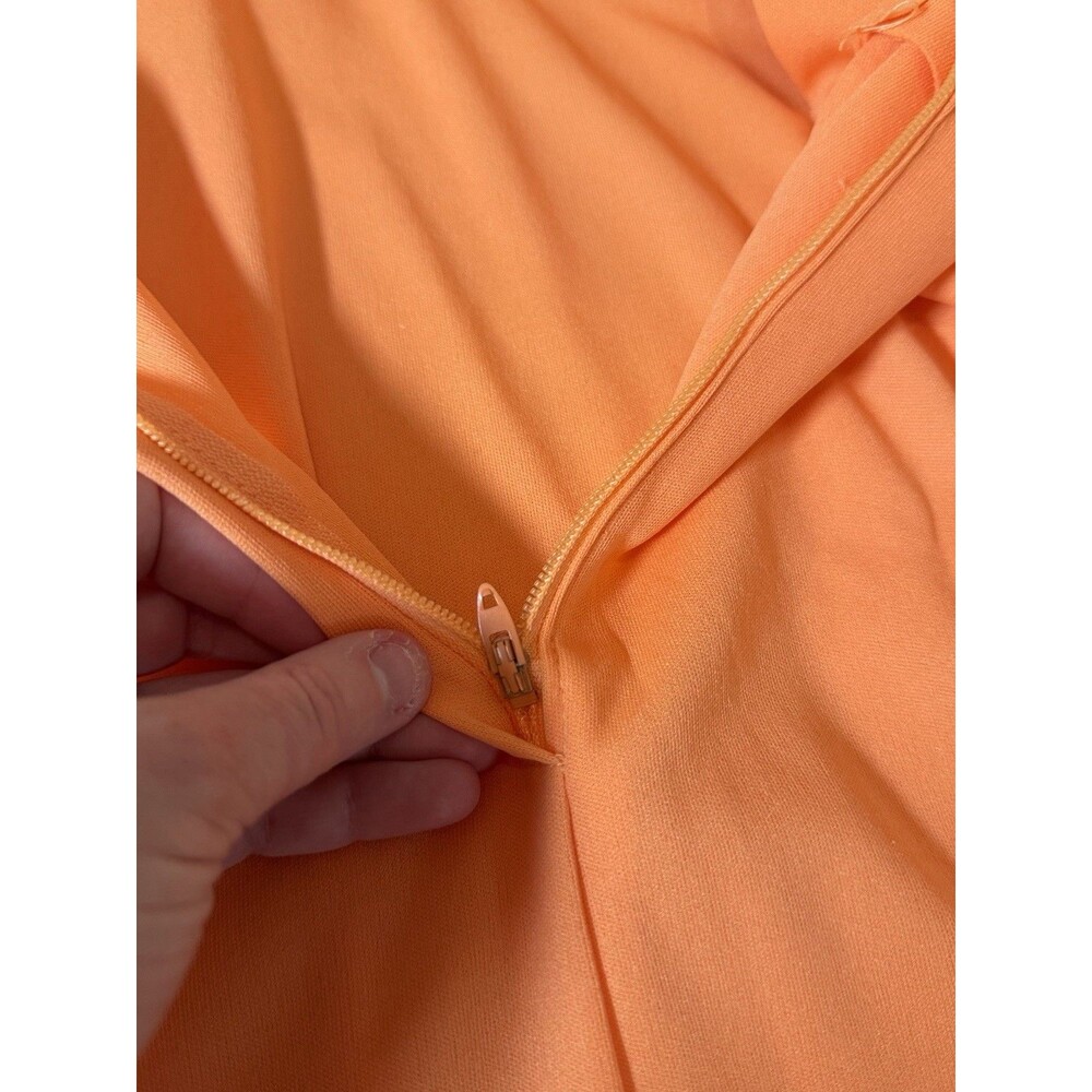 Vintage Lady Laura Toni Todd Neon Orange 70s Maxi Dress L/S - Picture 13 of 16